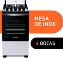 Fogão Brastemp 4 Bocas Branco com Duas Prateleiras com Alturas Ajustáveis - BFO4NBB Bivolt
