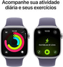 Apple Watch Series 11 GPS, Caixa em alumínio prateado de 42 mm com Bracelete desportiva roxo névoa - P/M