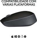 Mouse sem fio Logitech M170 com Design Ambidestro Compacto, Conexão USB e Pilha Inclusa - Preto