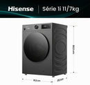 Lava e Seca Hisense 11Kg WD1I1141BT1 Compacta Fit e Função Steam Inverter Titânio