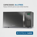 MONDIAL Micro-Ondas, Espelhado, 1400W, 220V - MO-02-34-E