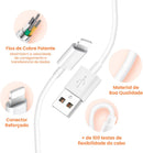 Cabo USB para Lightning Reforçado 1M, Compatível com iPhone 6 7 8 X Xs 11 Se 12 Xr 13 14 Pro Max – Carregamento Turbo e Transferência de Dados