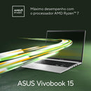 Notebook ASUS Vivobook 15 AMD Ryzen 7, 8 GB, 512 GB SSD, KeepOS/Linux, 15.6'' FHD, Cool Silver - M1502YA-NJ611