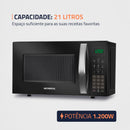 MONDIAL Micro-Ondas, Preto, 1200W, 220V - MO-01-21-B