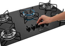 Fischer Cooktop à Gás 5 Bocas Fit Line Trempe Aramado Mesa Vidro Preto Bivolt 36360-102676
