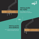 ELG, F80N, Suporte Articulado de Mesa, Pistão a Gás, Design Compacto e Retrátil, Ergonômico, Monitores 17'' a 35'', 2kg a 9kg, Preto
