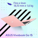 Notebook ASUS Vivobook GO 15, Intel Celeron Dual Core N4500, 4 GB, 128 GB SSD, W11 Home, 15,60" LED, Rose Pink - E510KA-BR833WS