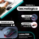 Mouse Sem Fio Recarregável Wireless Bluetooth Optico Led Rgb Colorido Ergonômico Usb 2.4 Ghz Notebook Computador Pc Desktop Linha Premium