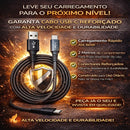 Cabo USB para Tipo C 2 Metros 60W Turbo Carregamento Rápido, Cabo Tipo C Reforçado Ultra Resistente, Compatibilidade Universal, Notebook, Tablet, Power Bank, Transferência de Dados