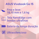Notebook ASUS Vivobook GO 15, Intel Celeron Dual Core N4500, 4 GB, 128 GB SSD, W11 Home, 15,60" LED, Rose Pink - E510KA-BR833WS