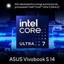 Notebook ASUS Vivobook S 14, Core Ultra 7, 32 GB, 1.0 TB SSD, W11 Home, Tela 14.0'' OLED, Mist Blue - S5406SA-PP097W