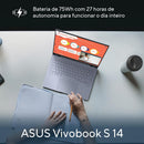 Notebook ASUS Vivobook S 14, Core Ultra 7, 32 GB, 1.0 TB SSD, W11 Home, Tela 14.0'' OLED, Mist Blue - S5406SA-PP097W