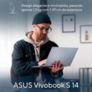 Notebook ASUS Vivobook S 14, Core Ultra 7, 32 GB, 1.0 TB SSD, W11 Home, Tela 14.0'' OLED, Mist Blue - S5406SA-PP097W
