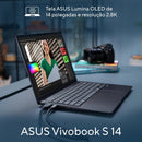 Notebook ASUS Vivobook S 14, Core Ultra 7, 32 GB, 1.0 TB SSD, W11 Home, Tela 14.0'' OLED, Mist Blue - S5406SA-PP097W